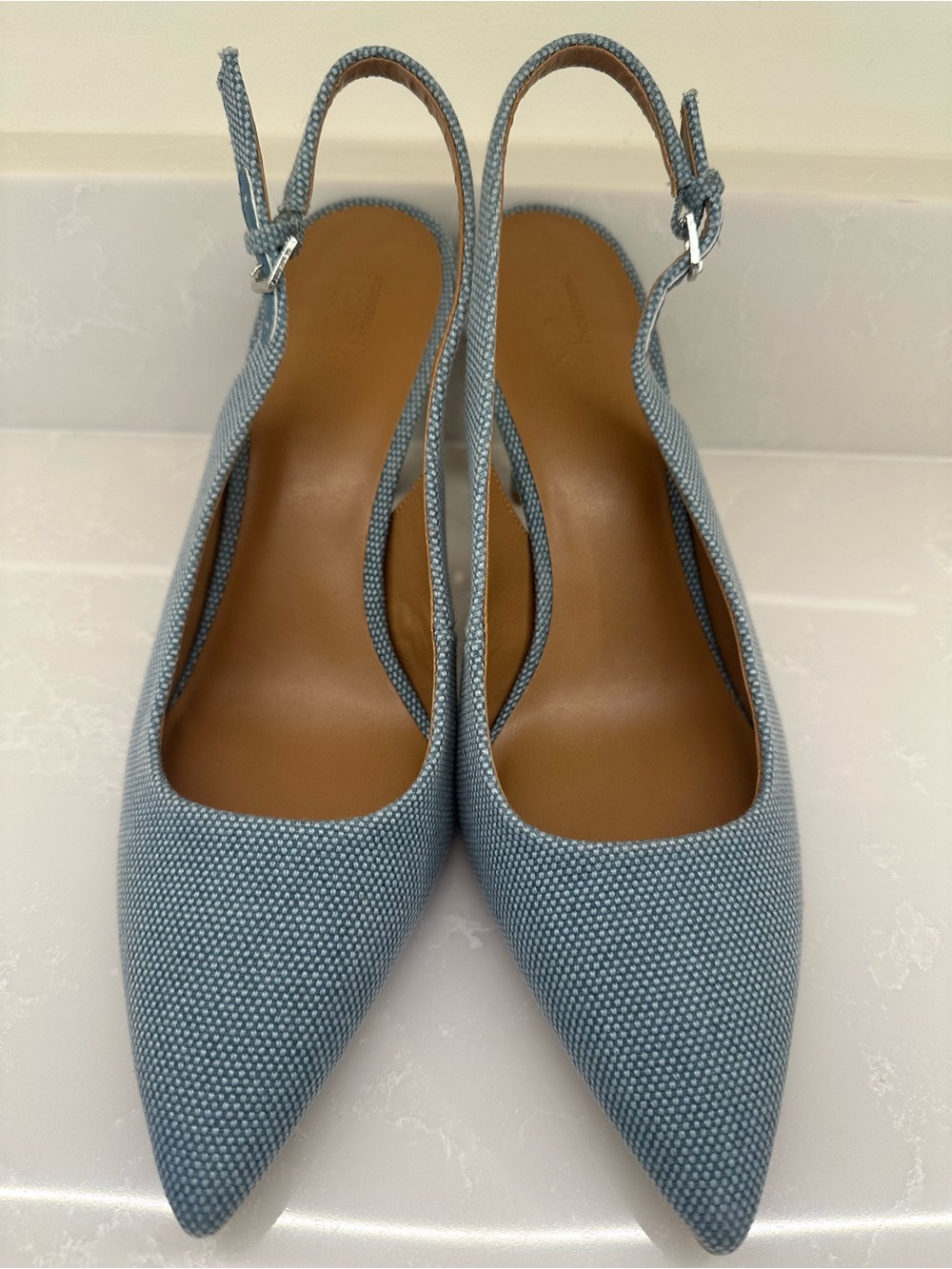 Nordstrom Rack Priscilla Denim Slingback Pumps Heeled Pointed Toe Blue 9.5M